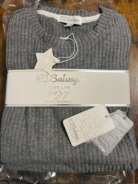 P.J. Salvage Gray Ribbed Sparkle Two-Piece Lounge Set